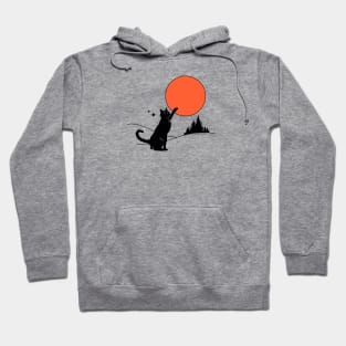 Cool Sun Black Cat in blue Hoodie